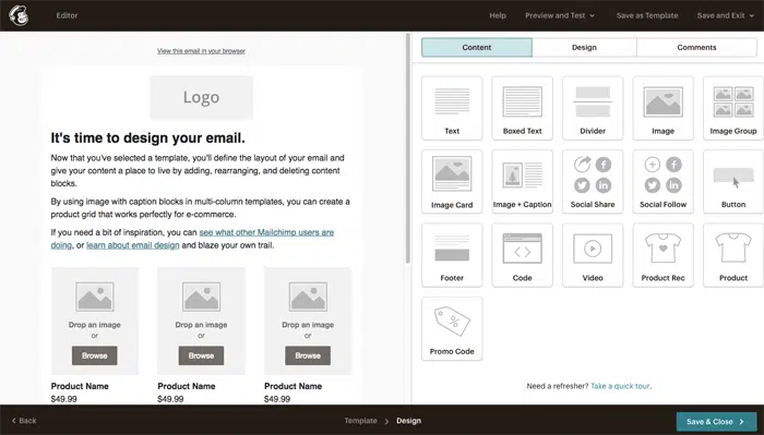 Mailchimp VS Active Campaign: Drag and Drop Builder Mailchimp.