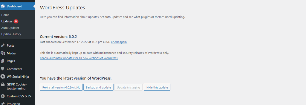 WordPress updates